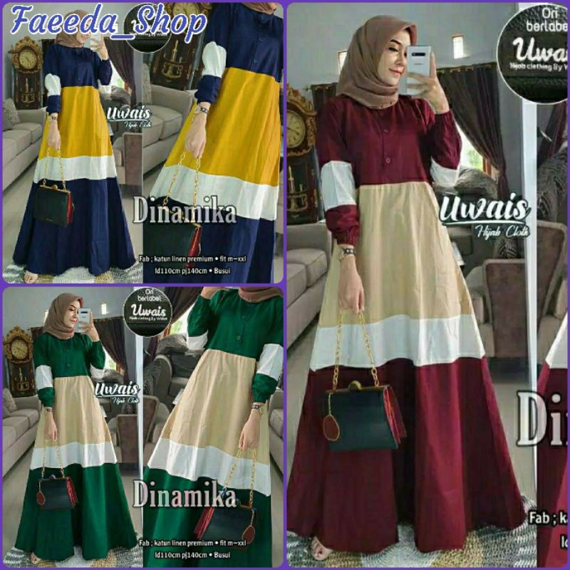 Baju Gamis Syari Wanita Muslimah Modern Terbaru Ternjangkau Katun 2020 Dinamika by Uwais