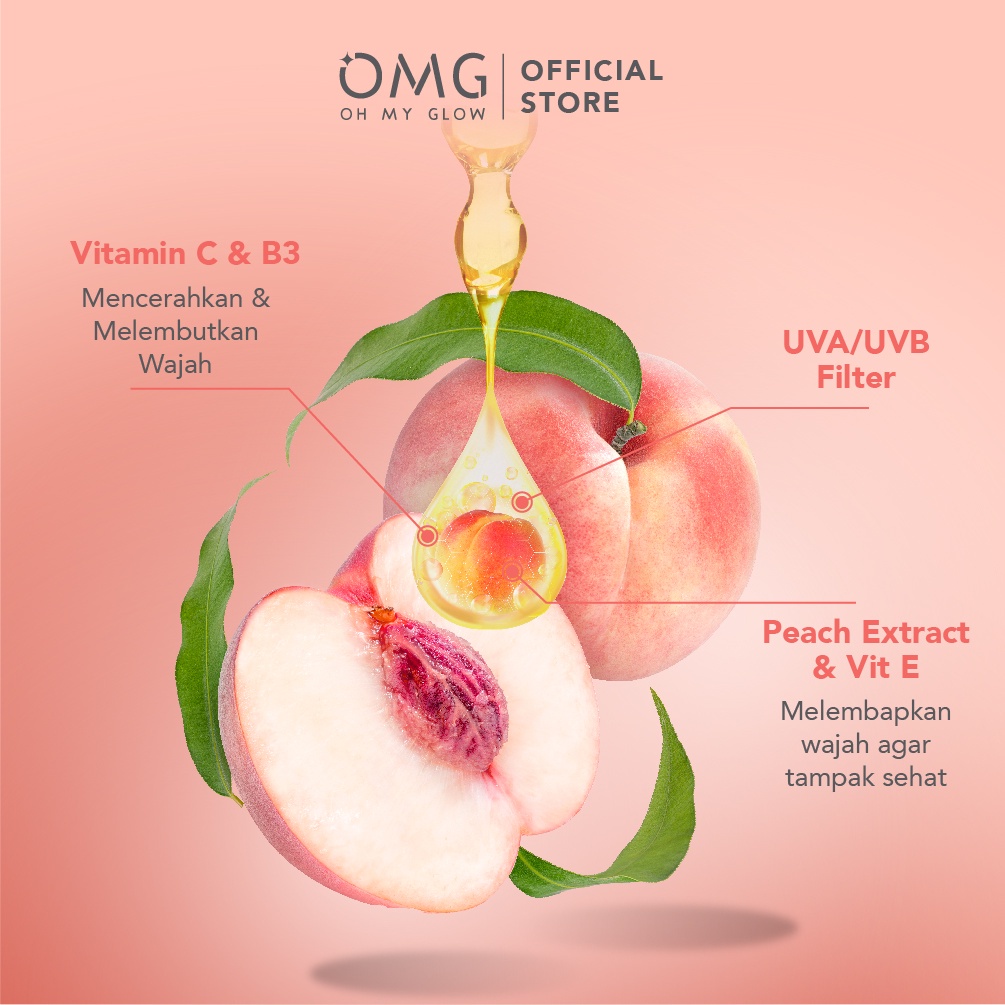 OMG Oh My Glow Peach Glowing Cream With Double Sunscreen 7.5g &amp; 25g | Moisturizer | Pelembab Wajah