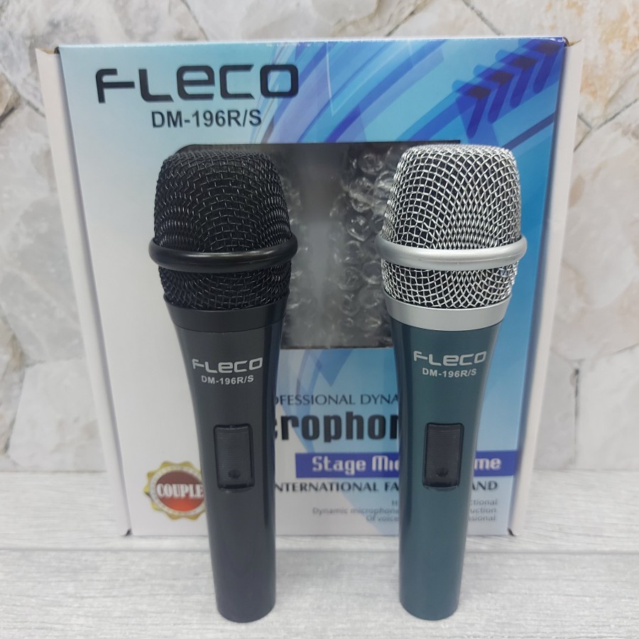 Microphone Kabel Fleco DM-196RS ORIGINAL - Mic Karaoke Fleco 2 Buah