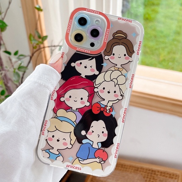 Soft Case TPU Transparan Motif Princess Untuk iPhone 14 13 Pro Max 12 11 XS XR X 8 7 6 6S Plus Mini