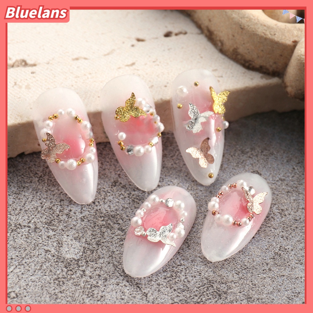 (In Stock) Kacamata Hitam Lensa Warna Warni ♡1 Kotak Ornamen Kupu-Kupu 3D Bahan Metal Tahan Karat Untuk Dekorasi Nail Art