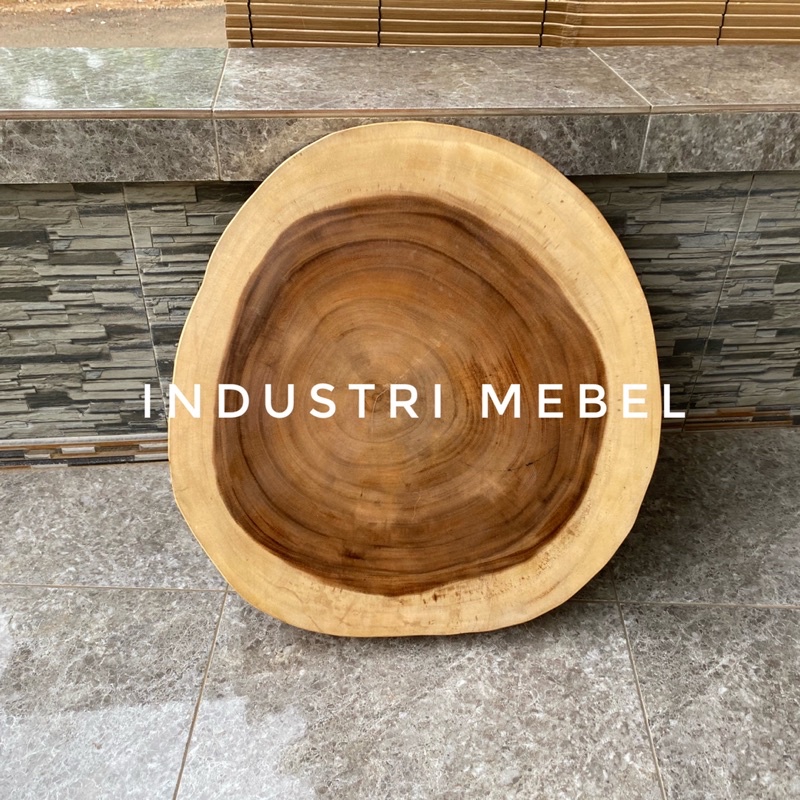 Top Papan Kayu Bundar Utuh - Meja Kecil Kopi - Meja Cafe Outdoor Harga Murah