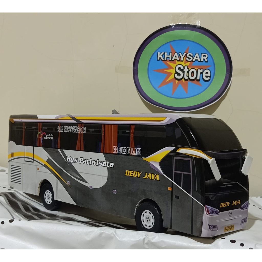 miniatur bus bis mainan bus bis shd pariwisata dedy jaya