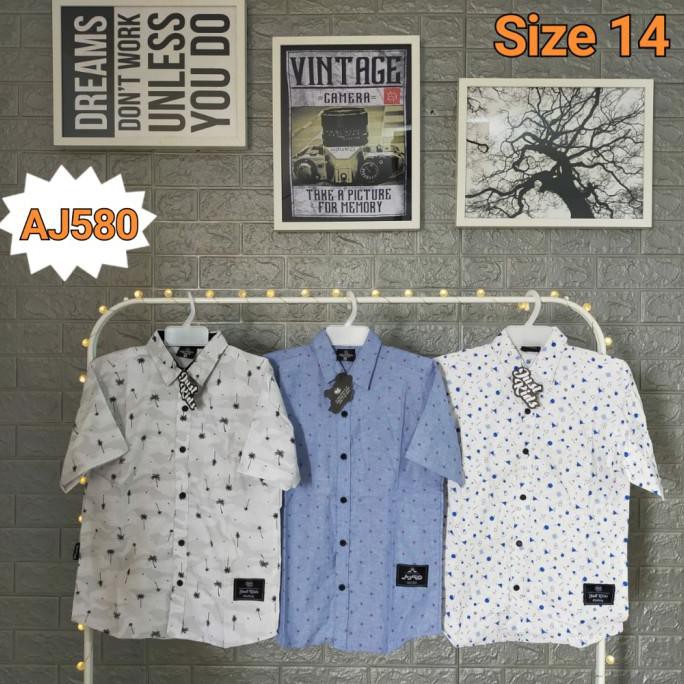 BAJU KEMEJA HEM ANAK LAKI-LAKI MODIS JUSTKIDS KEREN SIZE 14 - 3-4 TAHUN