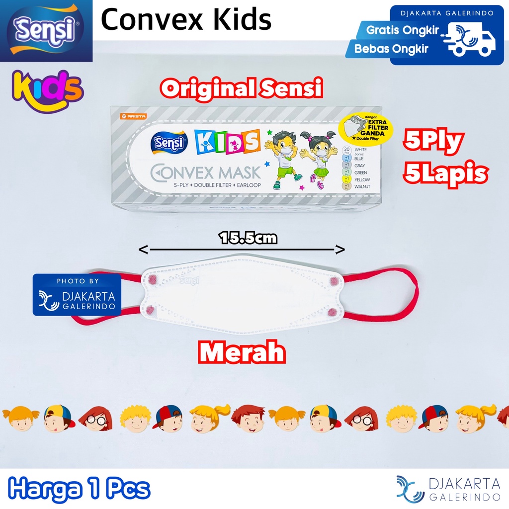 Masker Sensi Convex Kids / Sensi Convex Junior / Sensi Convex Anak 5Ply Original