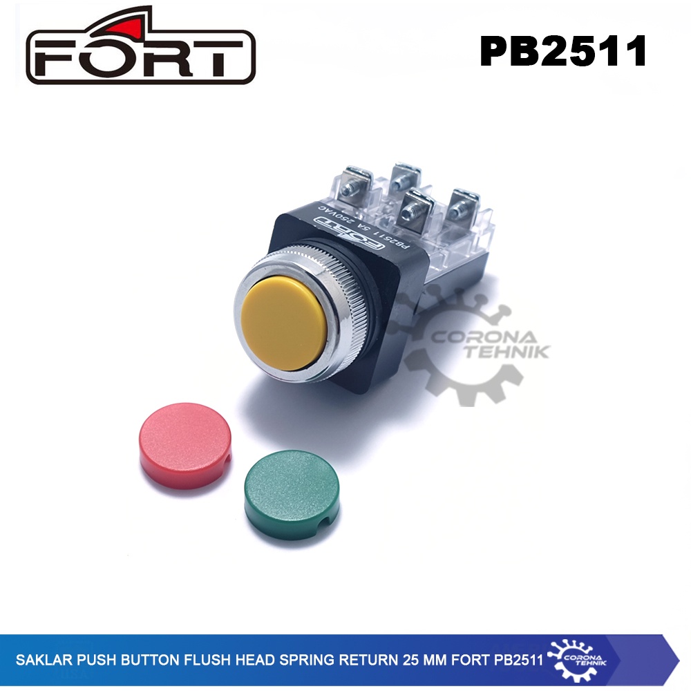 Fort PB2511 - Saklar Push Button Flush Head Spring Return 25 mm