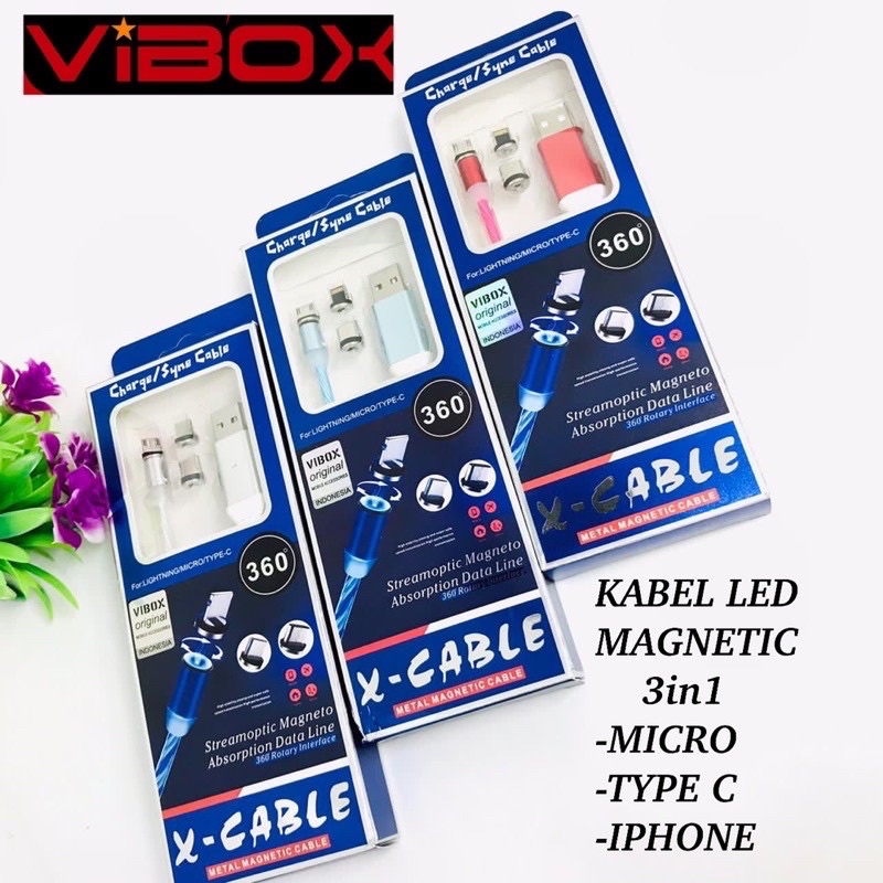 PROMO KABEL VIBOX LED DISKO MAGNET 3IN1 MICRO TYPE C