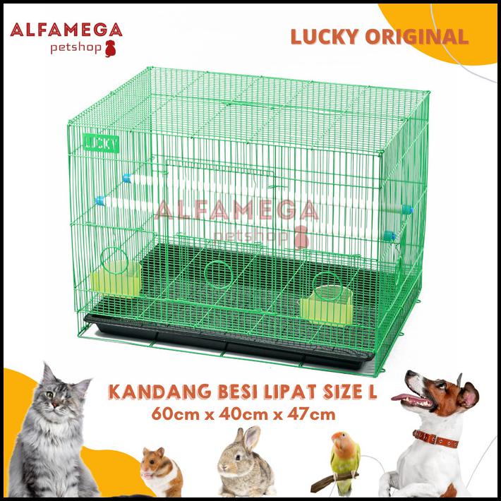 Kandang Umbaran Besi Lipat Size L 60X50X44 Burung Pleci Lovebird Lucky