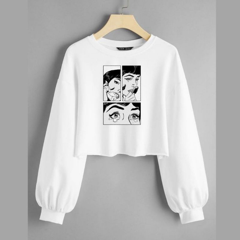 N2-SWEATER KROP TOP KOMIK GIRLY