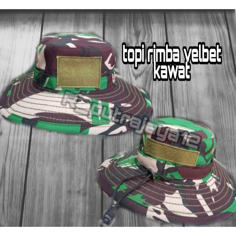 Topi Rimba Loreng TNI premium anti air full velbet/TOPI RIMBA LORENG VELBET KAWAT