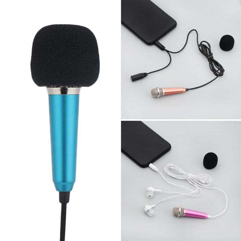 New Mini Microphone Notebook Stereo Speaker Portable Singing Cell Phone 3.5mm With  Headphone jkt