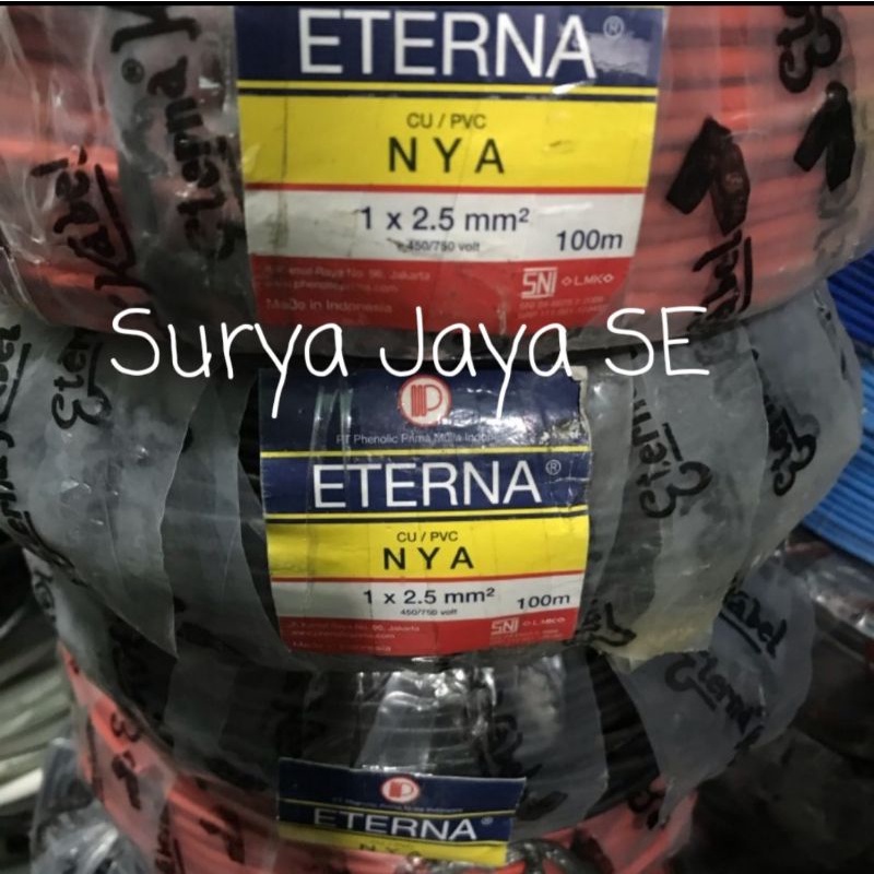 Kabel Listrik NYA 1X2.5 Kabel Engkel NYA 1X2,5 Eterna 50 Meter SNI LMK