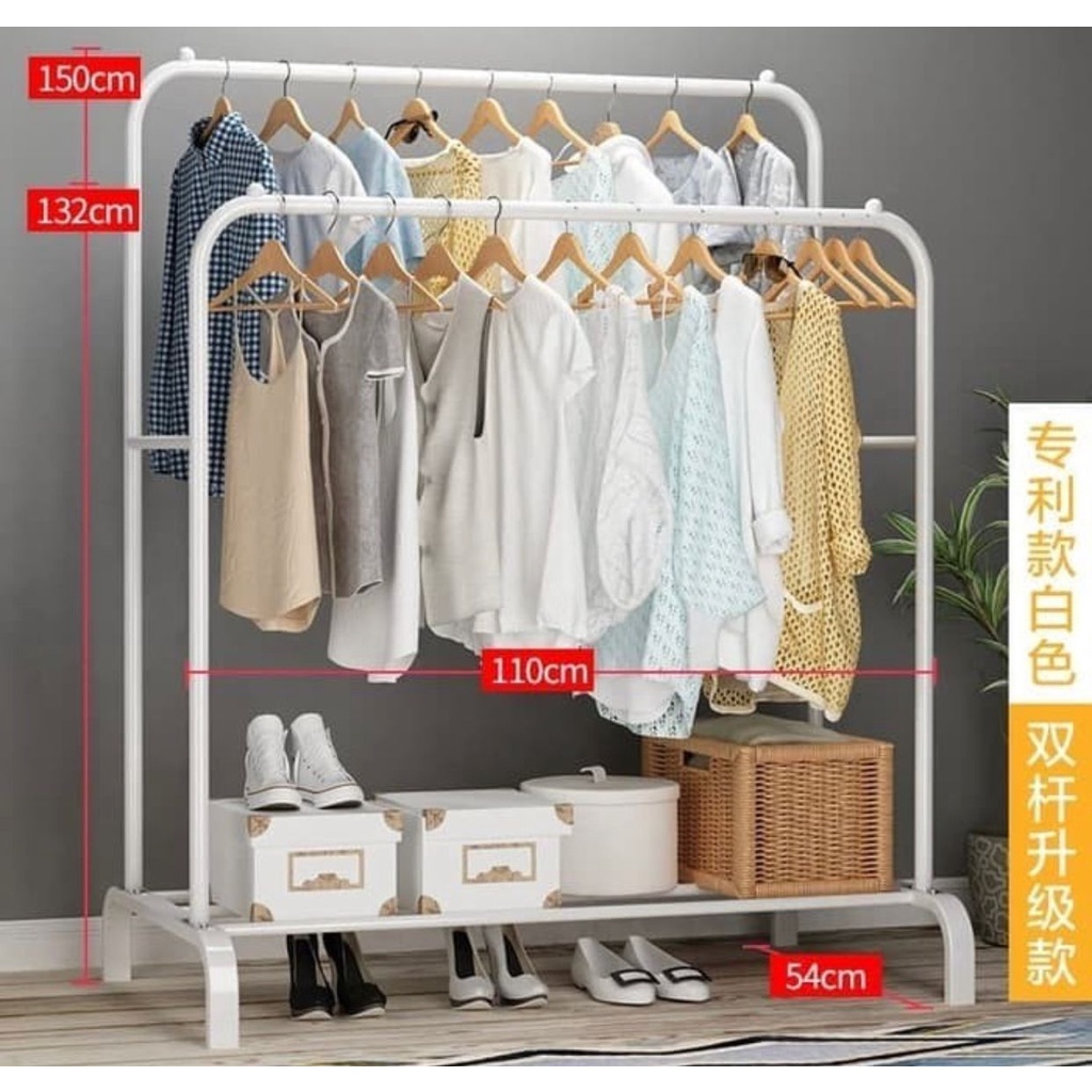 STAND HANGER DOUBLE MODEL GAWANG / GANTUNGAN BAJU DOUBLE FREE DUS VD