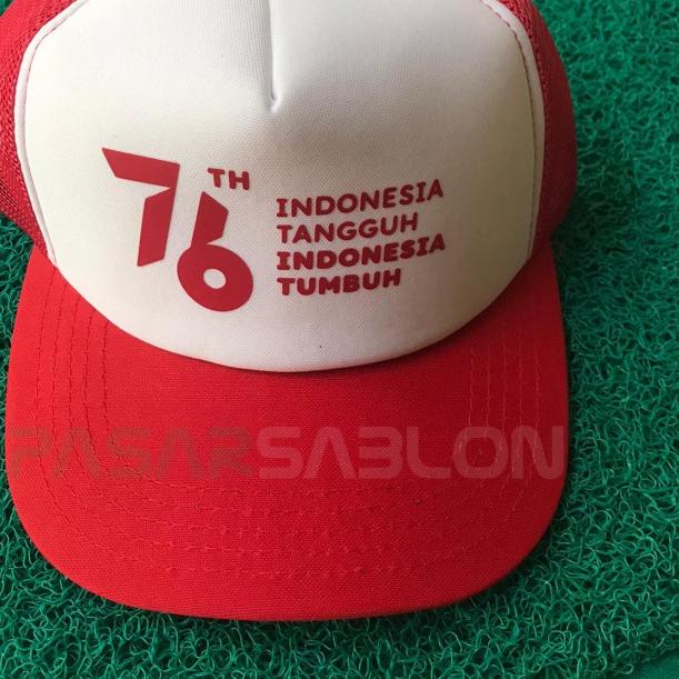 ✈ Topi Hut RI 76 Tahun Indonesia Tangguh Indonesia Tumbuh Merdeka - Full Merah ✯