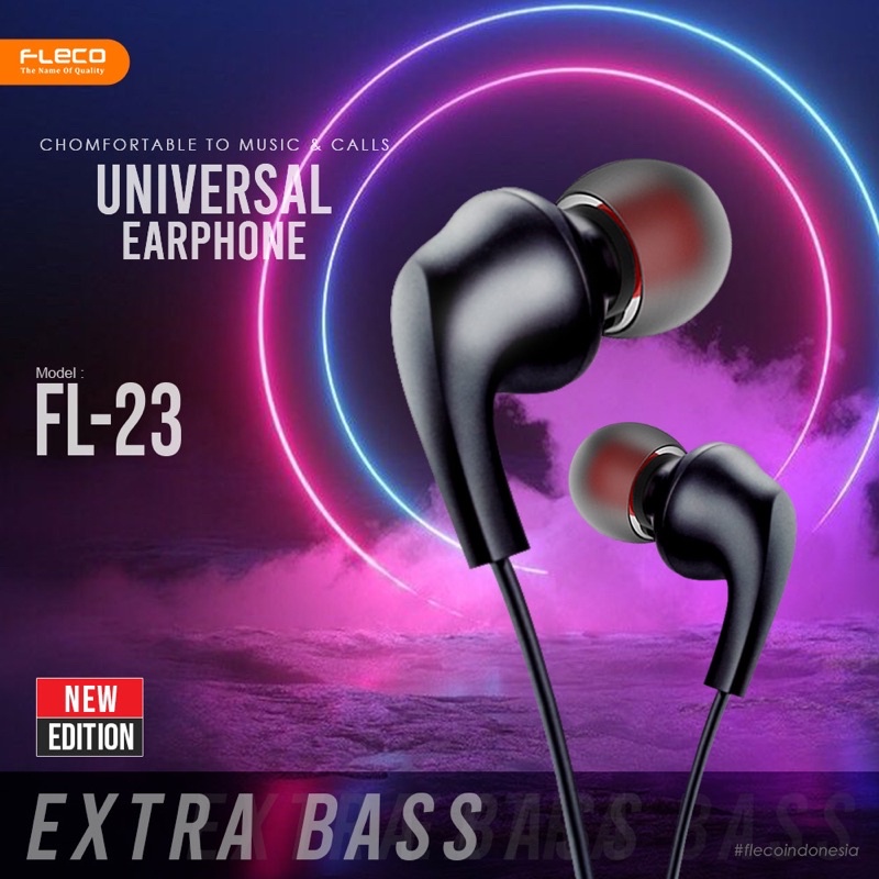 PROMO HANDSFREE FLECO FL23 ORIGINAL EXTRABASS UNIVERSAL EARPHONE ANDROID HD SOUND