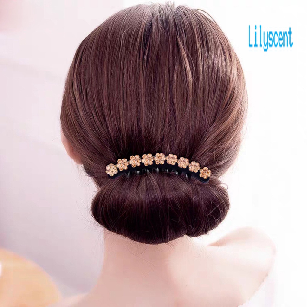 Lily Sisir Rambut 7 Gigi Anti slip Aksen Bunga + Berlian Imitasi Untuk Aksesoris Wanita / Pernikahan