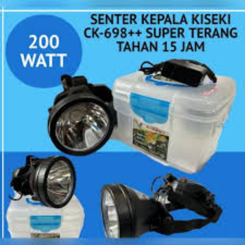 SENTER KEPALA KESEKI CK 698+ 200 WATT TAHAN 12 JAM 3BAT FREE BOHLAM