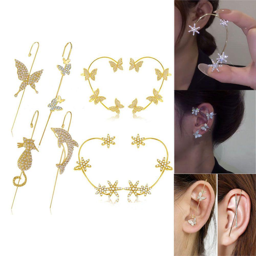 Lily Butterfly Ear Wrap Hadiah Natal Baru Tanpa Tindik Untuk Wanita Pria Anting Tragus