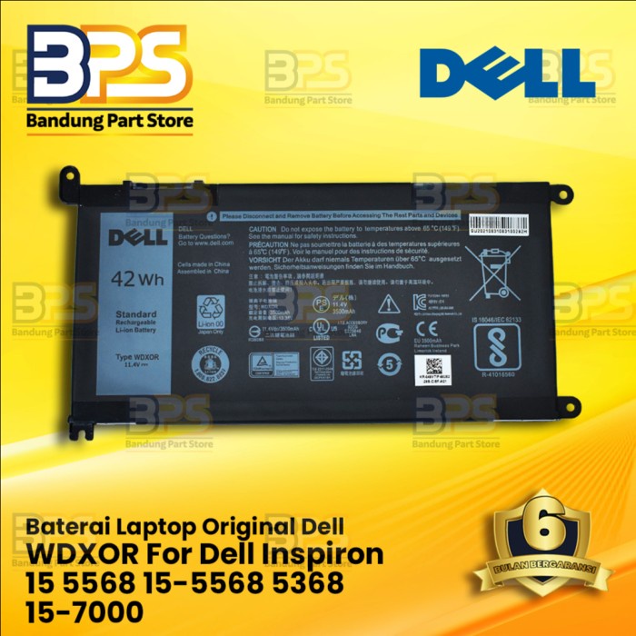 Baterai Dell Original Inspiron WDX0R 15 5568 15-5568 5368 15-7000WDXOR