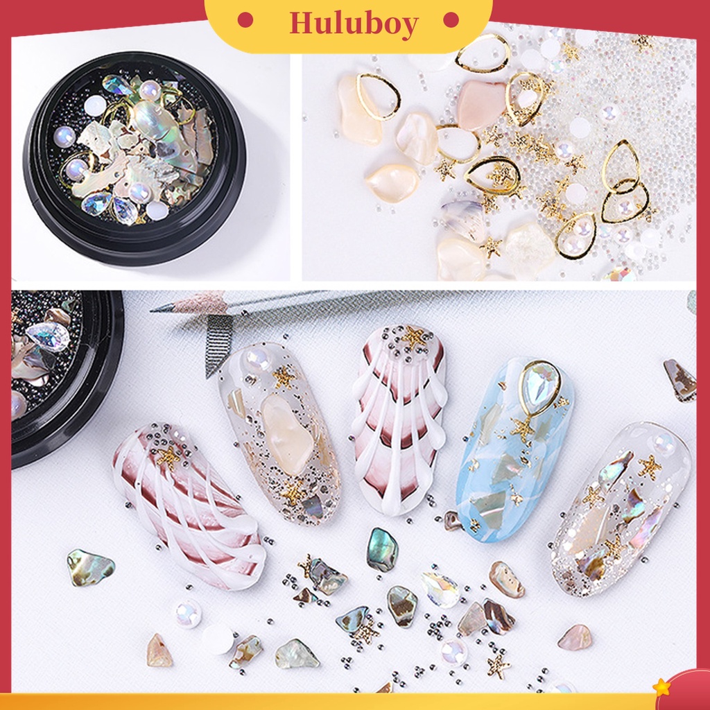 Huluboy Huluboy♡ 1 Kotak Manik-Manik Batu Kerang Asimetris Untuk Dekorasi Nail Art