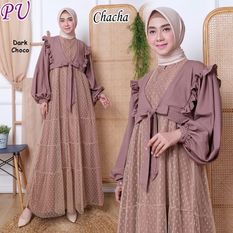 Chaca Gaun pesta muslimah mewah gamis kondangan wallimatul bridesmaid gaun wisuda