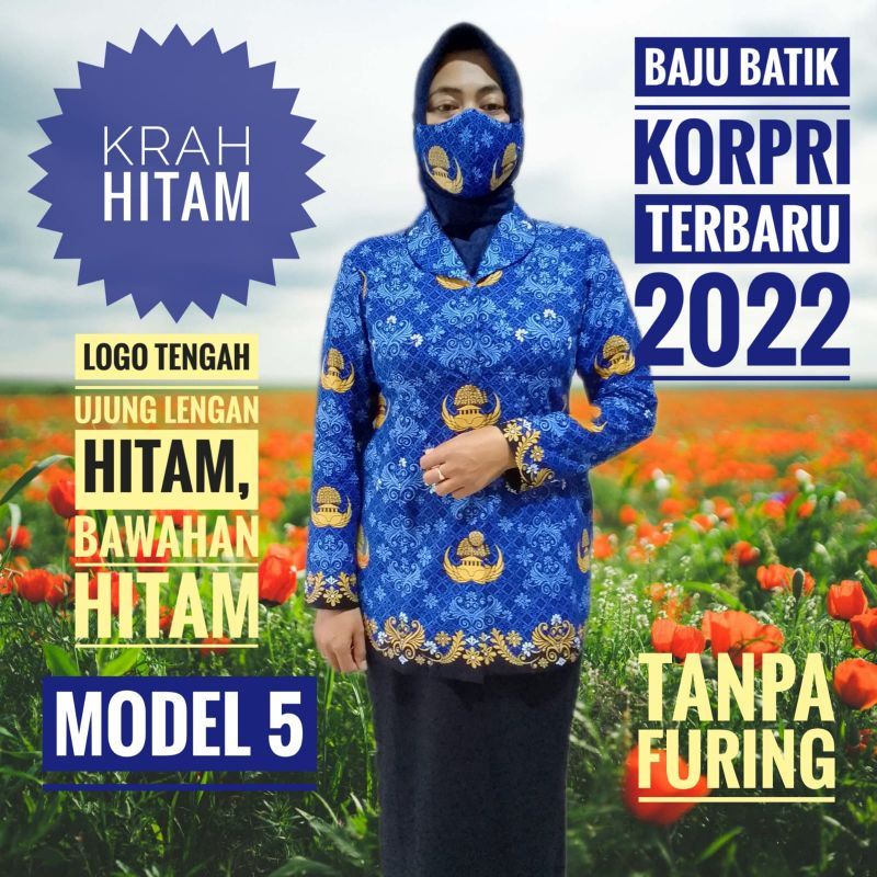 seragam batik korpri model 4 dan 5 Krah hitam terbaru termurah