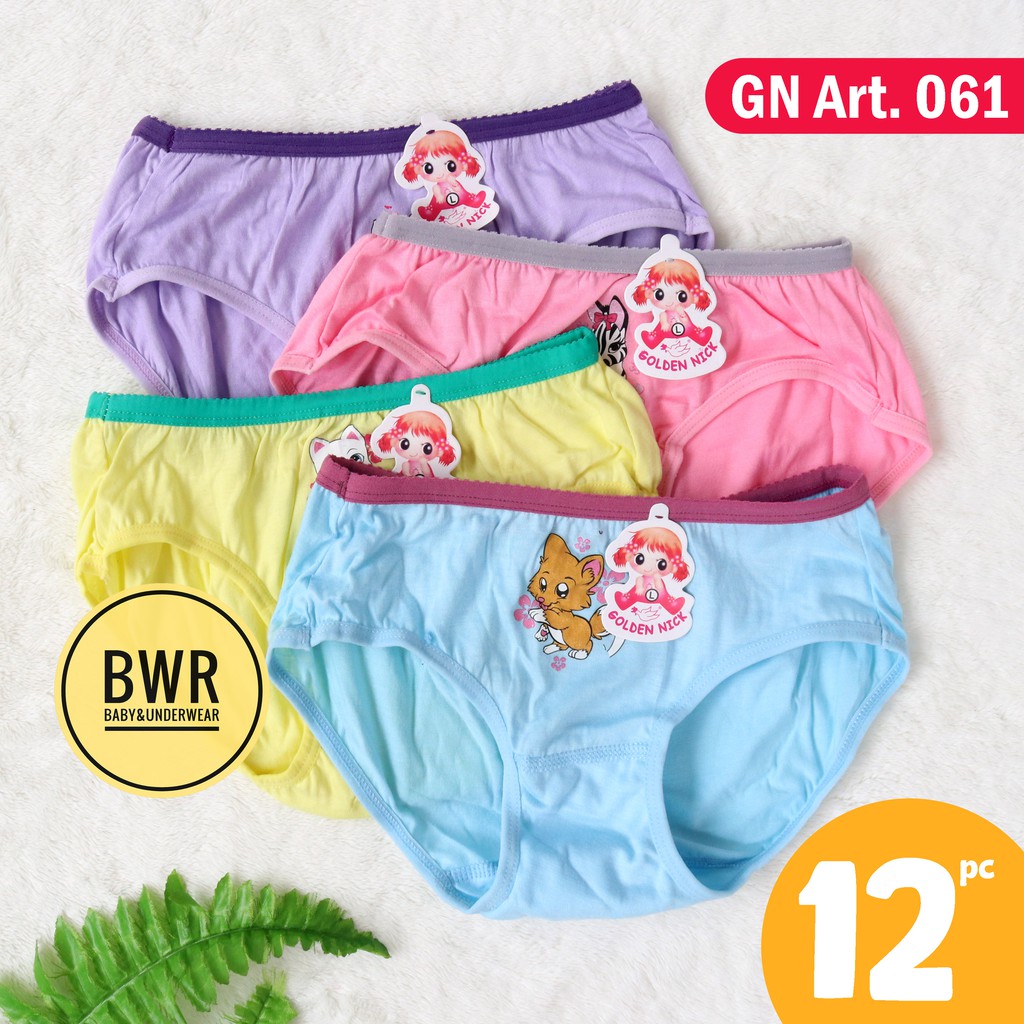 [ 12pc ] CD Golden Nick Anak 061 Spidol / Celana Dalam Anak Perempuan Warna Rainbow - BWR