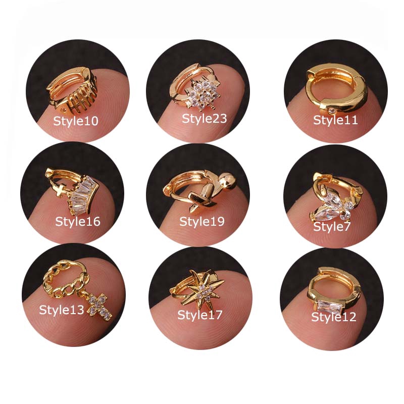 1piece Tragus Cartilage Pinna Lobe Piercing 5mm Diamter Copper Zircon