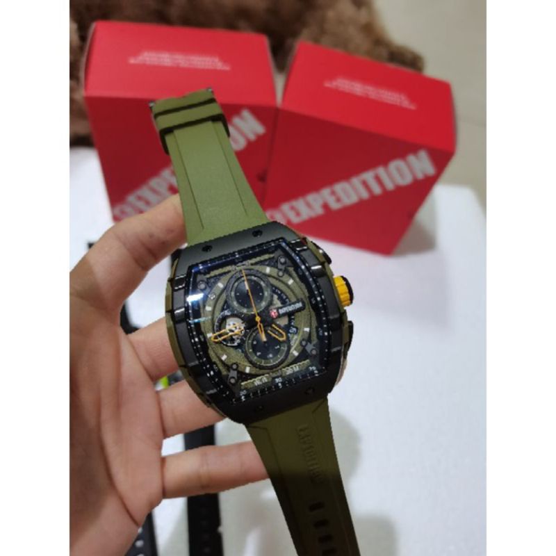 Expedition E 6782 / E 6782 FKM /  E 6782 otomatis  Rubber  Jam Tangan Pria Original