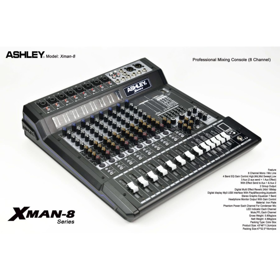 Mixer Audio ASHLEY Xman 8 Xman8 8Channel USB Bluetooth Original