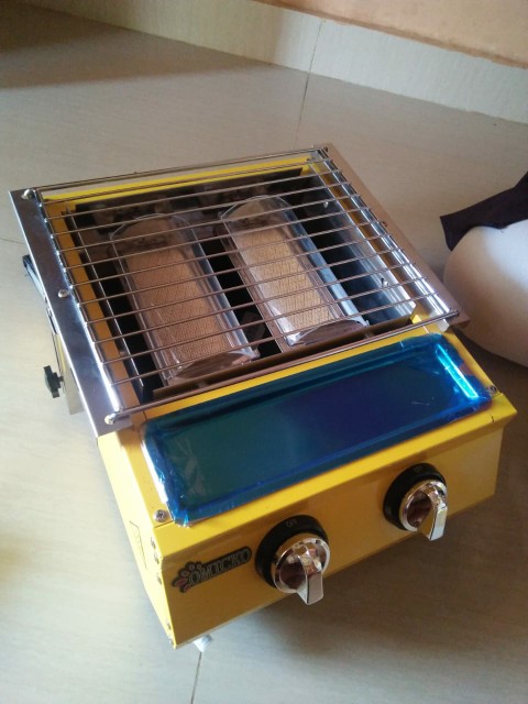 Kompor Panggang Sosis Seafood Omicko 2 Tungku + Kaca Pengaman/kompor Grill Pemanggang Sosis Bbq Sate