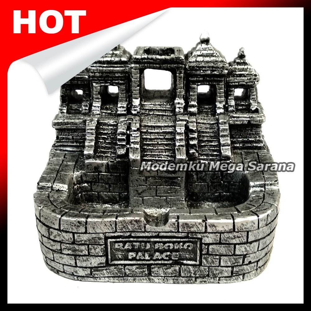 Asbak Jogja Miniatur Candi Ratu Boko 10x11x9 cm Fiberglass - Silver