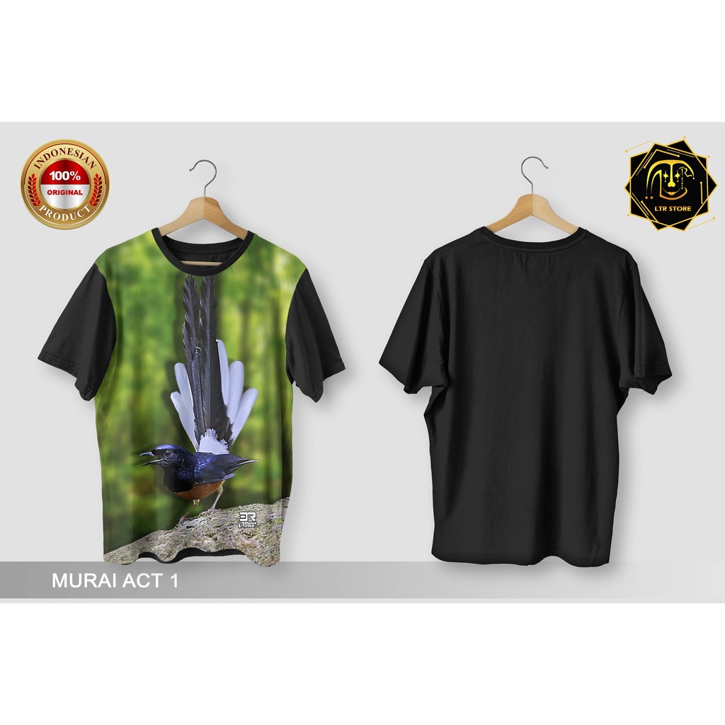 [ BAYAR DI TEMPAT ] BAJU PRINTING GAMBAR BURUNG MURAI ACT 1  - KAOS DISTRO ORIGINAL MOTIF HEWAN BINA
