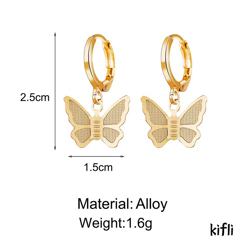 KIFIL Fashion Anting Kupu-Kupu Logam Antik Untuk Wanita Sederhana Liontin Anting-Anting Emas Aksesoris Wanita