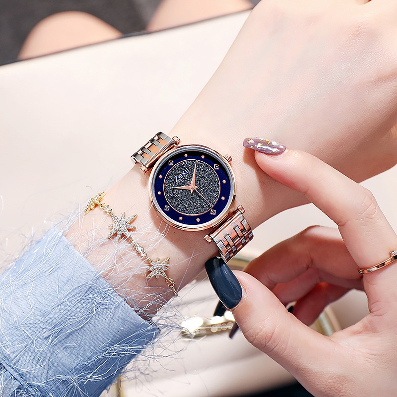 Watchyou Jam Tangan Wanita Star Steel Band Watch Macaron Dial Korean Fashion Temperament Student Women's Watches