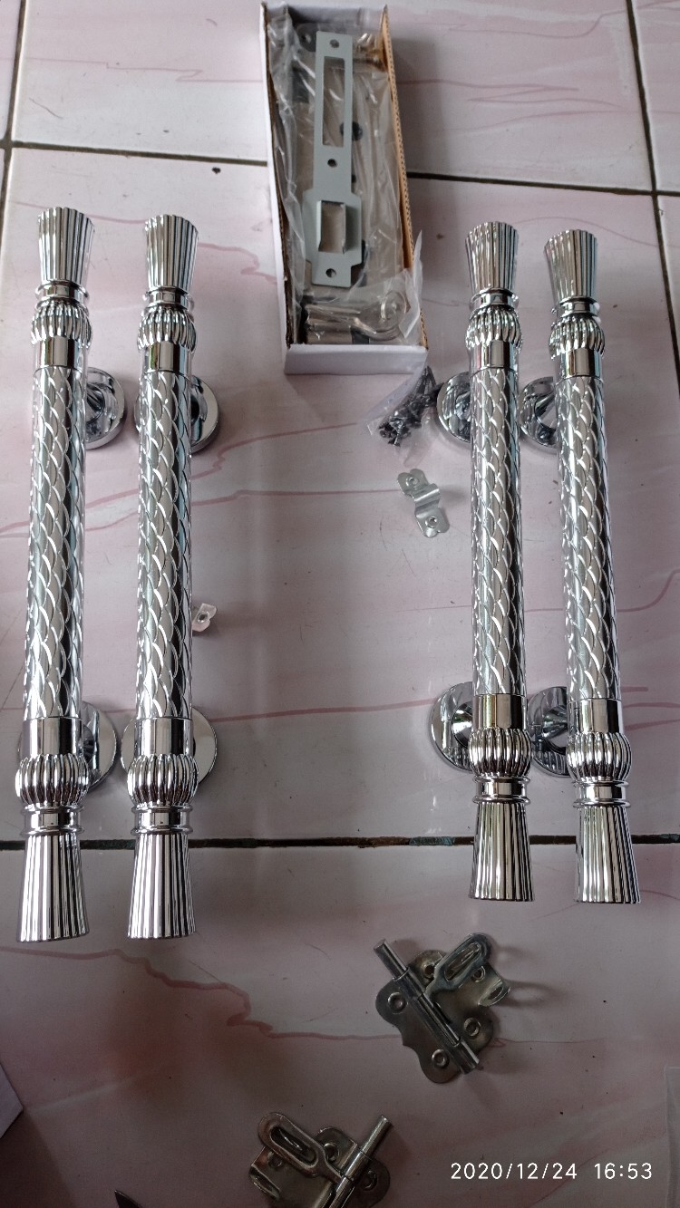 1set 4pcs Pull Handle Pintu Sisik Naga Silver + Kunci Pintu Body Pelor Pegangan Pintu Tarikan Pintu