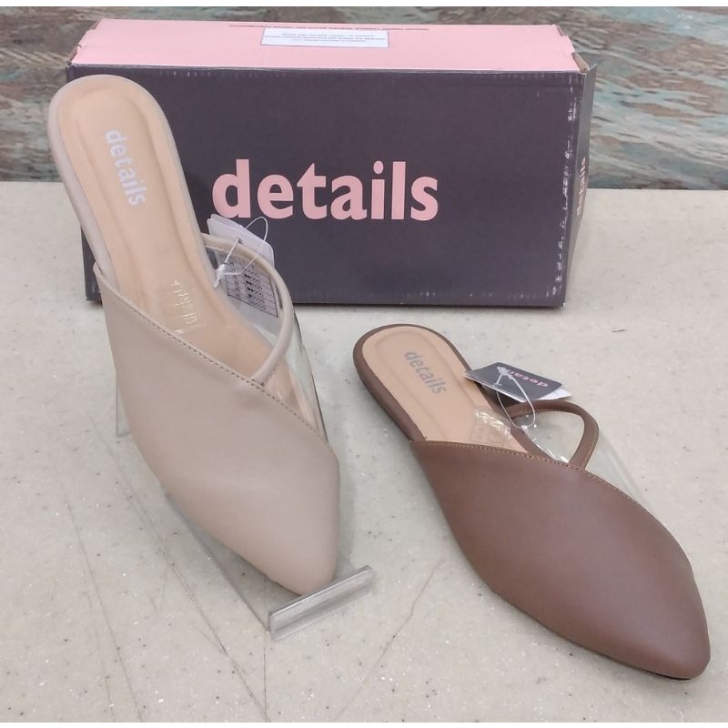 Sandal Flat Wanita Model Slop Cantik Motif Samping Kaca Details