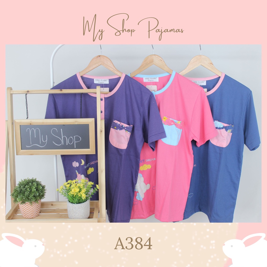 PIYAMA BABYDOLL SLEEPWEAR TANGAN LENGAN PENDEK CELANA PANJANG ANNE CLAIRE / BAJU PAKAIAN TIDUR SETELAN WANITA DEWASA PAJAMAS CP-4