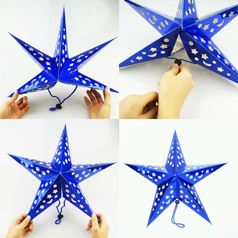 [Christmas Products] Christmas Five-Pointed Star Pendant Paper Shades Home Decoration Products