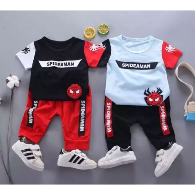 BAJU ANAK SETELAN ANAK LAKI LAKI SETELAN ANAK PEREMPUAN  MOTIF SPIDERMAN 1-5 THN