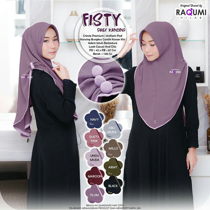 Hijab Instant Terbaru Fisty Kancing Original Raqumi