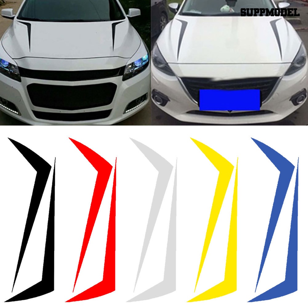 Car - 2Pcs Stiker Reflektif Tema Spear Stripe Sporty Untuk Kap Mobil