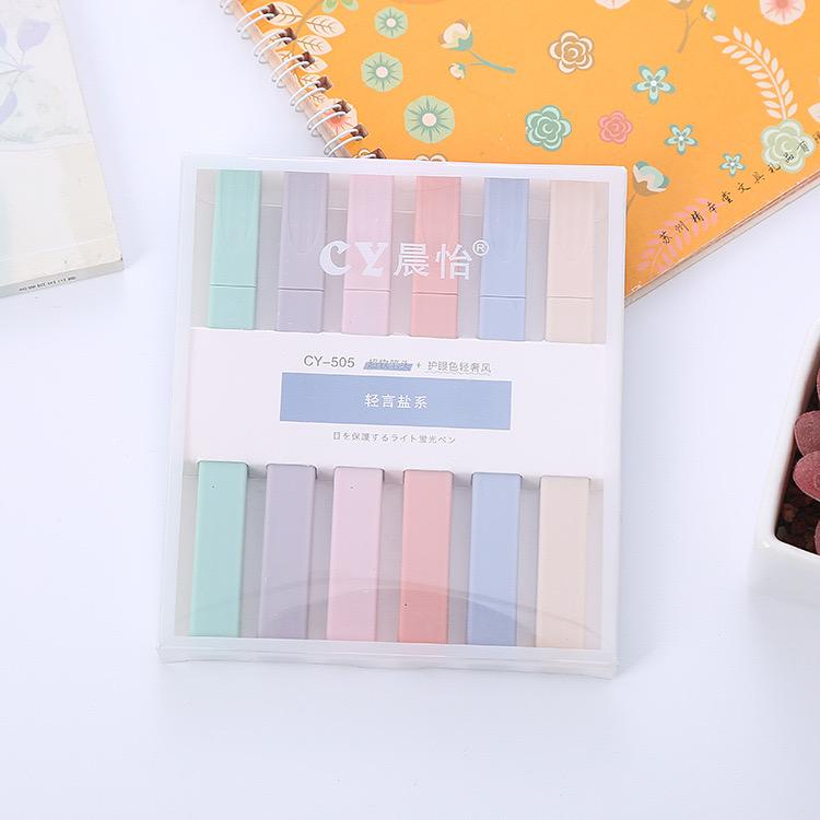 

1 Set Highlighter 6Pcs Warna Pastel Aesthetic Stabil0