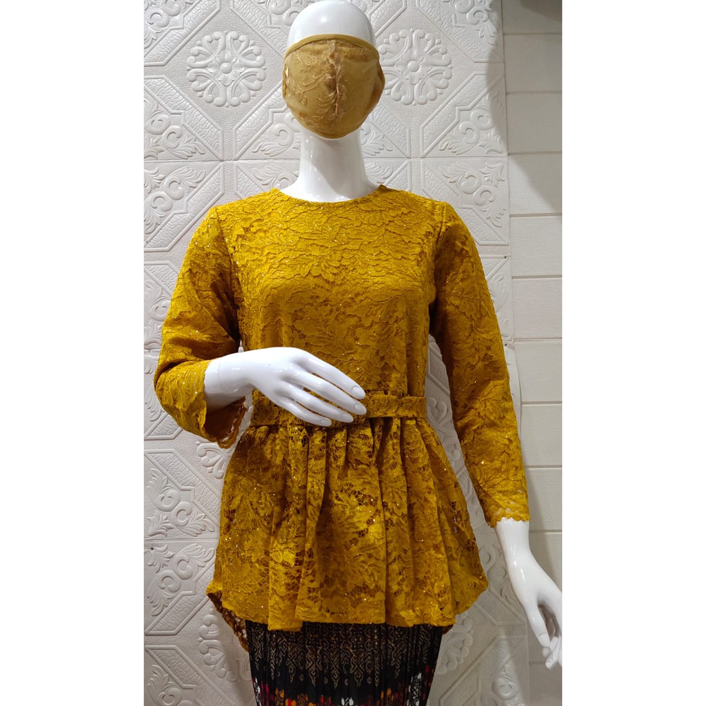KEBAYA BRUKAT ATASAN KUALITAS PREMIUM MODEL OURORA  M L XL REAL PICT-GOLD