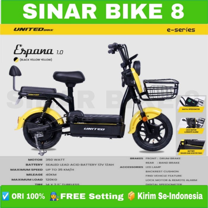 Sepeda Listrik Electric Bike UNITED ESPANA 1.0 Electric E Bike 350 Watt By United