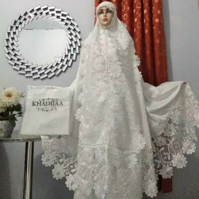 Mukena bordir sutra putih premium