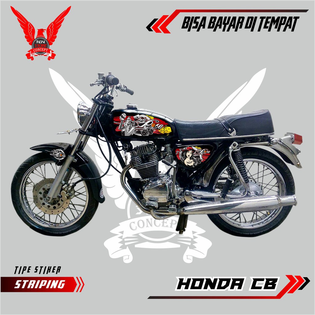 Striping Cb 100 Sticker aksesoris otomotif motor Cb  Lady Rose concept kekinian