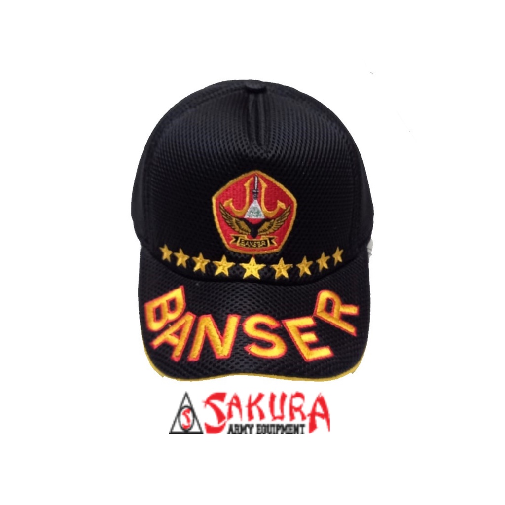 Topi Banser Logo Bintang 9 Tulisan Besar Biasa Topi Jaring Banser