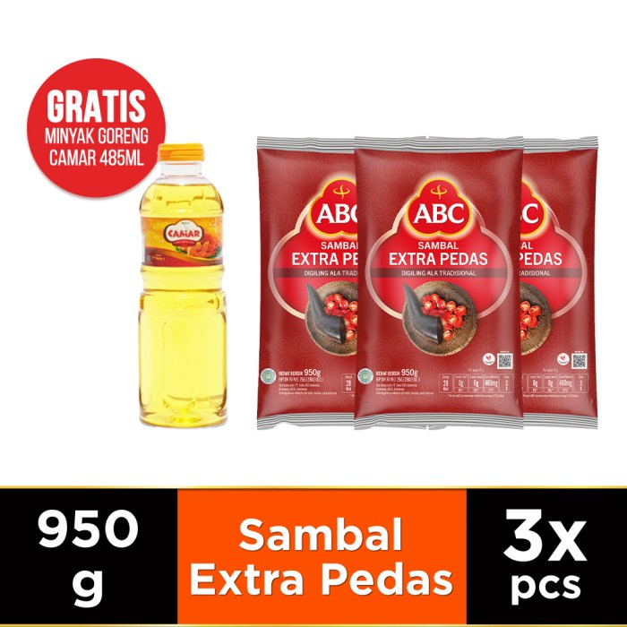 

ABC Saus Sambal Extra Pedas 950 g Multi Pack 3 pcs Terlaris