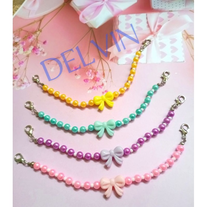 (BISA COD) Konektor Masker Hijab Anak Mutiara Pita Mote Manik Pearl Warna Cantik / Strap Mask Pearl